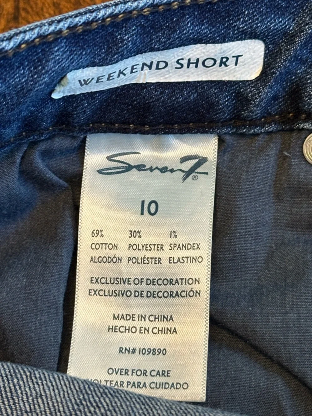 Seven 7 | Weekend Shorts - Distressed Dark Wash Cut-Offs, Size 10 - Picture 4 of 10